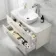 Omaha Linen White Wall Hung Drawer Vanity with Marble Top & Curved Counter Top Basin 1000mm