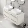 Omaha Linen White Wall Hung Drawer Vanity with Marble Top & Curved Counter Top Basin 1200mm