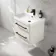 Omaha Linen White Wall Hung Basin Drawer Vanity 600mm - Black Accents
