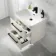 Omaha Linen White Wall Hung Basin Drawer Vanity 600mm - Black Accents