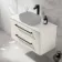 Omaha Linen White Wall Hung Drawer Vanity with Marble Top 1000mm (Excludes Counter Top Basin) - Black Accents
