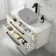 Omaha Linen White Wall Hung Drawer Vanity with Marble Top 1000mm (Excludes Counter Top Basin) - Black Accents