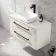 Omaha Linen White Wall Hung Drawer Vanity with Marble Top & Curved Counter Top Basin 1000mm - Black Accents