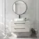 Omaha Linen White Wall Hung Drawer Vanity with Marble Top & Curved Counter Top Basin 1000mm - Black Accents