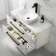 Omaha Linen White Wall Hung Drawer Vanity with Marble Top & Curved Counter Top Basin 1000mm - Black Accents