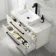 Omaha Linen White Wall Hung Drawer Vanity with Marble Top & Marin Basin 1000mm - Black Accents