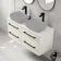 Omaha Linen White Wall Hung Drawer Vanity with Marble Top 1200mm (Excludes Counter Top Basin) - Black Accents
