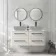 Omaha Linen White Wall Hung Drawer Vanity with Marble Top 1200mm (Excludes Counter Top Basin) - Black Accents
