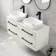 Omaha Linen White Wall Hung Drawer Vanity with Marble Top & Curved Counter Top Basin 1200mm - Black Accents
