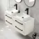 Omaha Linen White Wall Hung Drawer Vanity with Marble Top & Marin Basin 1200mm - Black Accents