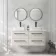 Omaha Linen White Wall Hung Drawer Vanity with Marble Top & Marin Basin 1200mm - Black Accents