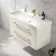 Omaha Linen White Wall Hung Basin Drawer Vanity 1000mm - Brushed Brass Accents