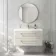 Omaha Linen White Wall Hung Basin Drawer Vanity 1000mm - Brushed Brass Accents