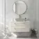 Omaha Linen White Wall Hung Drawer Vanity with Marble Top 1000mm (Excludes Counter Top Basin) - Brushed Brass Accents