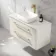 Omaha Linen White Wall Hung Drawer Vanity with Marble Top & Curved Counter Top Basin 1000mm - Brushed Brass Accents