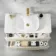 Omaha Linen White Wall Hung Drawer Vanity with Marble Top & Curved Counter Top Basin 1000mm - Brushed Brass Accents