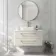 Omaha Linen White Wall Hung Drawer Vanity with Marble Top & Marin Basin 1000mm - Brushed Brass Accents