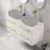 Omaha Linen White Wall Hung Drawer Vanity with Marble Top 1200mm (Excludes Counter Top Basin) - Brushed Brass Accents
