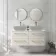Omaha Linen White Wall Hung Drawer Vanity with Marble Top 1200mm (Excludes Counter Top Basin) - Brushed Brass Accents