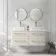 Omaha Linen White Wall Hung Drawer Vanity with Marble Top & Marin Basin 1200mm - Brushed Brass Accents