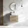 Elba Dawn Oak Wall Hung Drawer Vanity with Marble Top & Curved Counter Top Basin 600mm - Black Accents