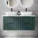 Crete Fluted Mystic Green Double Wall Hung Drawer Vanity with Marble Top & Curved Basin 1200mm