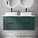 Crete Fluted Mystic Green Double Wall Hung Drawer Vanity with Marble Top & Marin Basin 1200mm