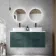 Crete Fluted Mystic Green Double Wall Hung Drawer Vanity with Marble Top & Marin Basin 1200mm