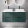 Crete Fluted Mystic Green Double Wall Hung Drawer Vanity with Marble Top & Cody Basin 1200mm
