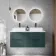 Crete Fluted Mystic Green Double Wall Hung Drawer Vanity with Marble Top & Cody Basin 1200mm