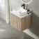 Crete Fluted Apex Oak Wall Hung Drawer Vanity with Marble Top & Marin Basin 600mm