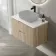 Crete Fluted Apex Oak Wall Hung Drawer Vanity with Marble Top 800mm - Excludes Counter Top Basin