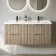 Crete Fluted Apex Oak Wall Hung Double Basin Drawer Vanity 1200mm
