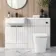 Sicily Fluted Coastal White Combination Vanity Basin and Houston Toilet 1200mm - Black Accents - Left Handed