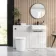 Sicily Fluted Coastal White Combination Vanity Basin and Boston Toilet 1200mm - Black Accents - Right Handed