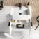 Sicily Fluted Coastal White Combination Vanity Basin and Boston Toilet 1200mm - Black Accents - Right Handed