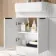 Sicily Fluted Coastal White Basin Vanity with Marble Top & Back To Wall Unit 1200mm (Excludes Toilet) - Black Accents