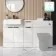 Sicily Fluted Coastal White Combination Vanity Basin 1500mm (Excludes Toilet) - Black Accents