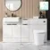 Sicily Fluted Coastal White Combination Vanity Basin with Marble Top & Tucson Toilet 1500mm - Black Accents