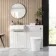 Sicily Fluted Coastal White Combination Vanity Basin and Tucson Toilet 1200mm - Brushed Brass Accents - Left Handed