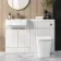 Sicily Fluted Coastal White Combination Vanity Basin and Houston Toilet 1200mm - Brushed Brass Accents - Left Handed