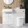 Sicily Fluted Coastal White Combination Vanity Basin and Boston Toilet 1200mm - Brushed Brass Accents - Left Handed