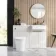 Sicily Fluted Coastal White Combination Vanity Basin and Tucson Toilet 1200mm - Brushed Brass Accents - Right Handed