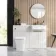 Sicily Fluted Coastal White Combination Vanity Basin and Houston Toilet 1200mm - Brushed Brass Accents - Right Handed