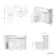 Sicily Fluted Coastal White Combination Vanity Basin and Boston Toilet 1200mm - Brushed Brass Accents - Right Handed