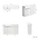 Sicily Fluted Coastal White Basin Vanity with Marble Top & Back To Wall Unit 1200mm (Excludes Toilet) - Brushed Brass Accents