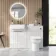 Sicily Fluted Coastal White Vanity with Semi Recessed Basin 600mm - Chrome Handles