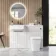 Sicily Fluted Coastal White Combination Vanity Basin and Houston Toilet 1200mm - Chrome Handles- Left Handed