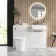 Sicily Fluted Coastal White Combination Vanity Basin and Tucson Toilet 1200mm - Chrome Handles- Right Handed