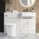 Sicily Fluted Coastal White Combination Vanity Basin and Boston Toilet 1200mm - Chrome Handles- Right Handed